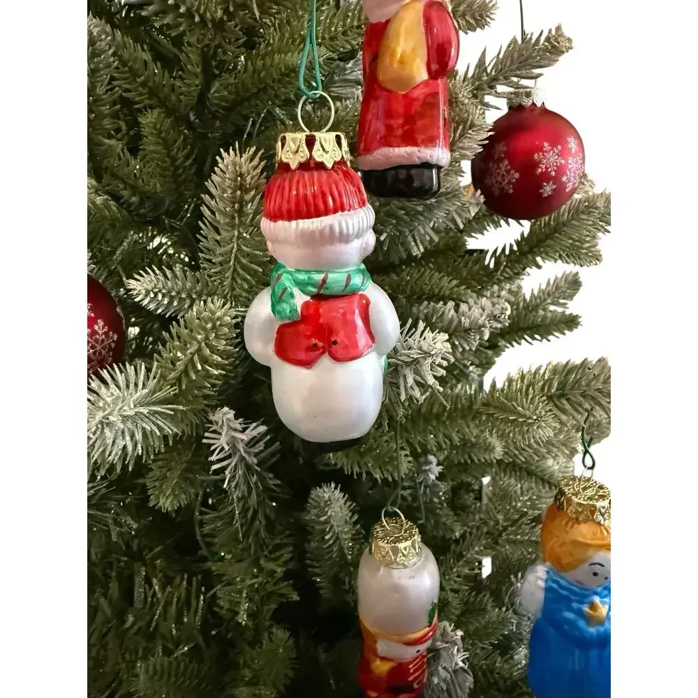Vtg‎ Silvestri Set Of 4 Glass Christmas Ornament Santa Snowman Angel Nutcracker